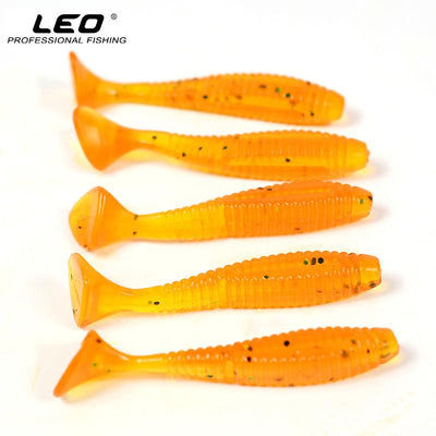 5Pcs/Bag 8cm 5.7g Silicone T Tail Brown Grub Worm Fishing Lure - Korvel