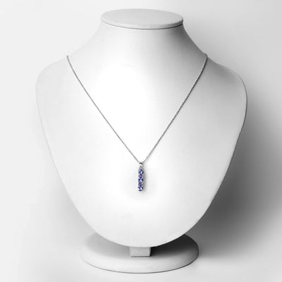 1.11 Carat Genuine Tanzanite & Diamond Pendant in Sterling Silver
