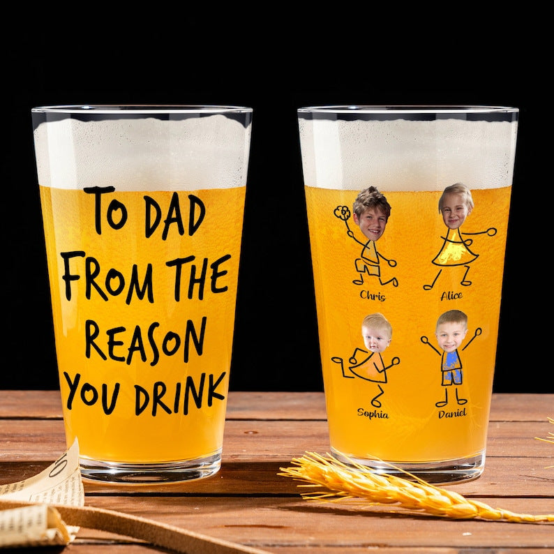 Tasse à bière en verre rond de 16 oz personnalisable