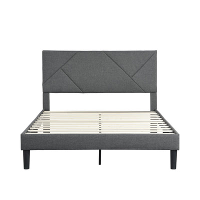 Elegant Queen Size Upholstered Platform Bed Frame in Grey