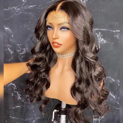 Ladies Wig Natural Buckle Wig Black Big Wave Chemical Fiber Front Lace Long Curly Hair High Temperature Silk Headgear - Korvel