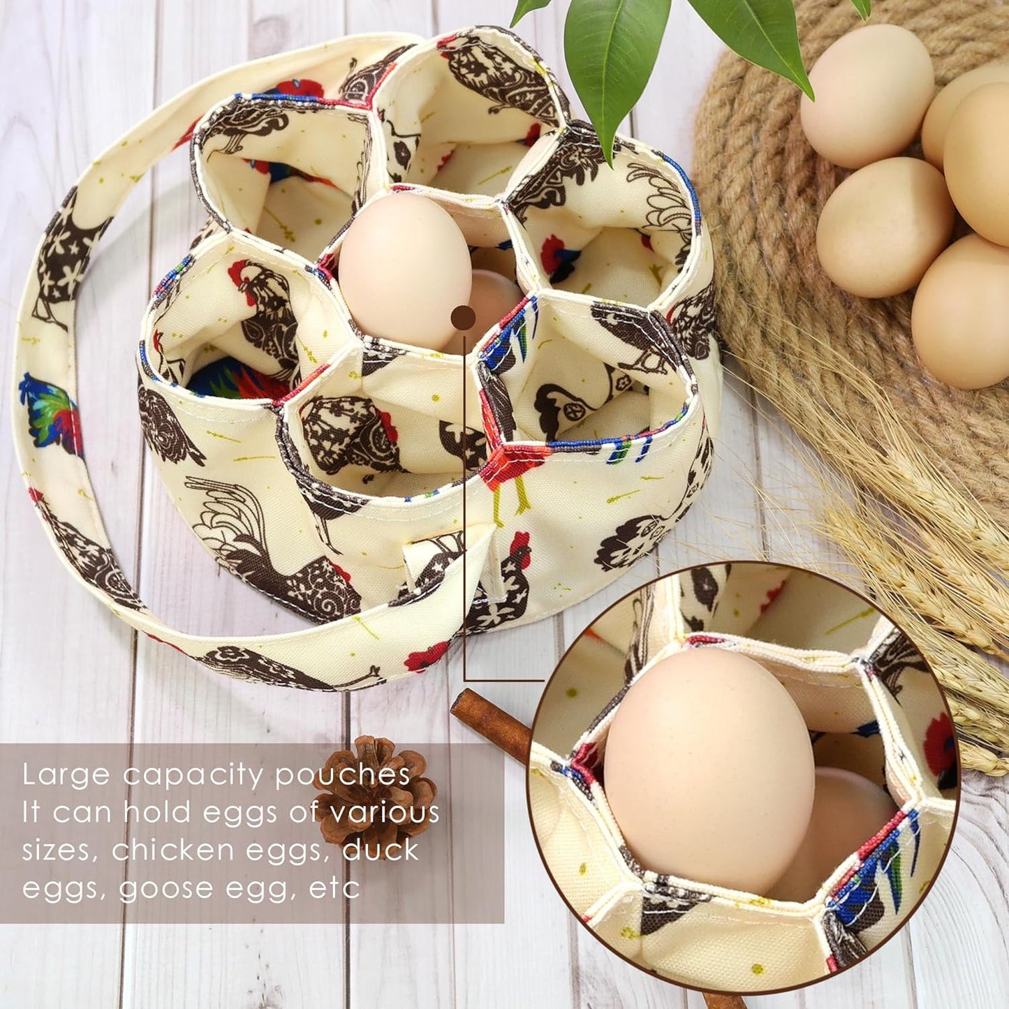 Egg Collection Basket Egg Collection Basket 7 Bags Chicken Mother Chicken Duck Goose Egg Housewife Farm Garden - Korvel