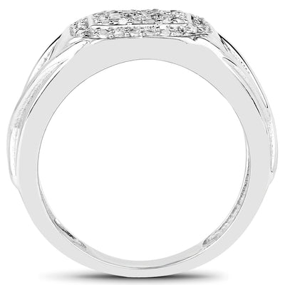 14K White Gold Plated Diamond Cluster Engagement Ring
