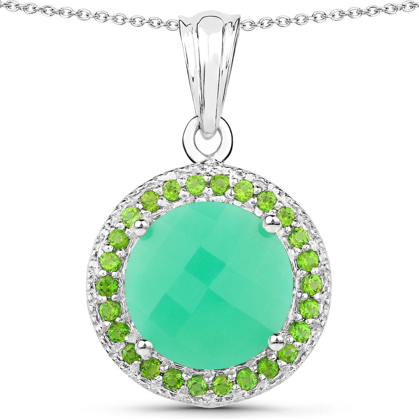 5.32 Carat Genuine Chrysoprase and Chrome Diopside Pendant