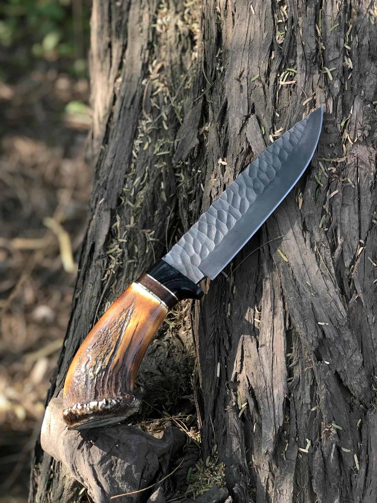 Handcrafted Viking Knife with Stone Texture - 1095 High Carbon Steel - Korvel