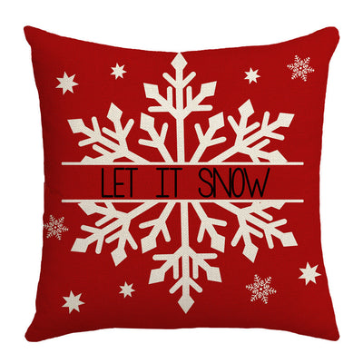 Grid Christmas linen pillowcase, Christmas tree snowflake home decoration pillowcase, sofa cushion pillowcase - Korvel