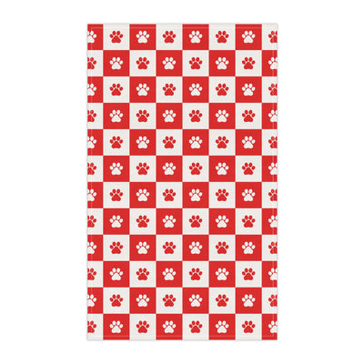 Red & White Paws Kitchen Towels - Cotton & Polyester Options