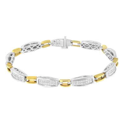 Pulsera de eslabones de diamantes de corte princesa de oro de 14 quilates - 2.0 Cttw