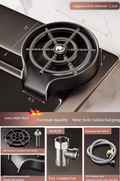Bar counter commercial cup washer nozzle small sink stainless steel washer household automatic high-pressure cup washer - Korvel
