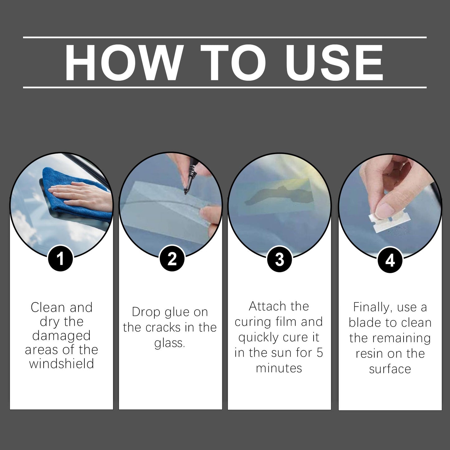 Premium Car Windshield Repair Fluid Set for Clear Vision