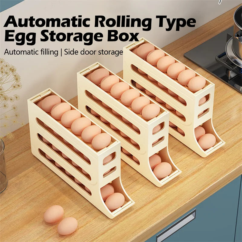 Refrigerator Egg Storage Box Automatic Scrolling Egg Holder Kitchen Large Capacity Dedicated Rolling Egg Storage Box for Kitchen - Korvel