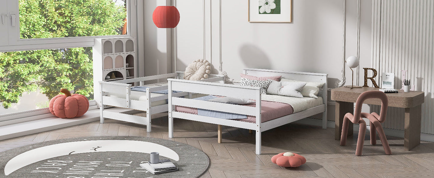 Wood Twin over Full Bunk Bed with Ladder White - Korvel