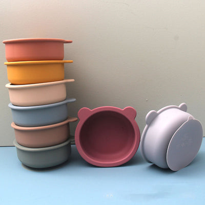 Children's tableware baby bowl children's silicone suction cup bowl bear food supplement bowl - Korvel