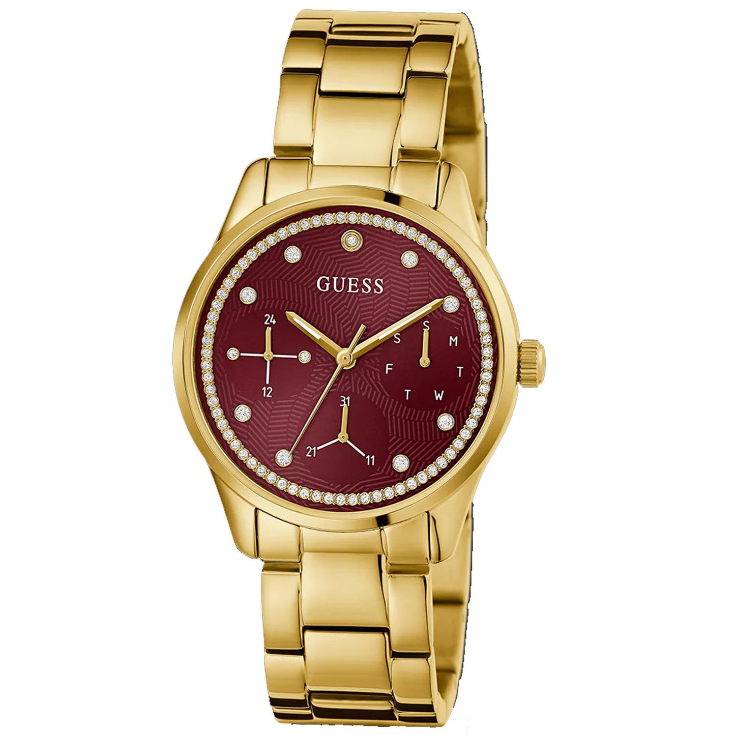 Montre à cadran rouge classique Guess pour femmes
