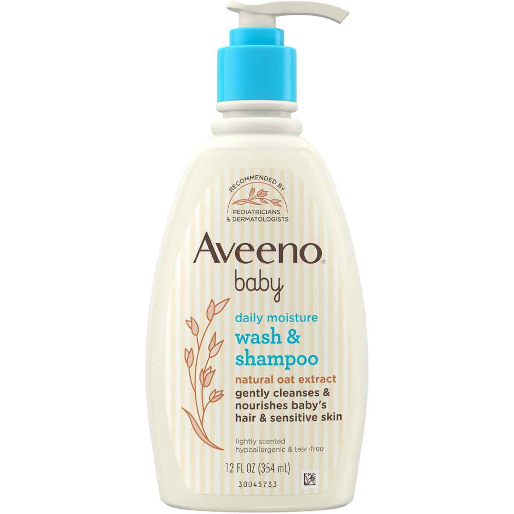 Aveeno Baby Wash and Shampoo, Lightly Scented 12 Oz