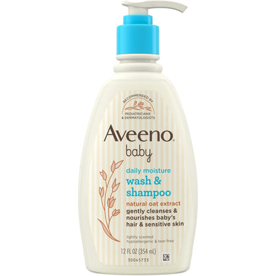 Aveeno Baby Wash and Shampoo, Lightly Scented 12 Oz