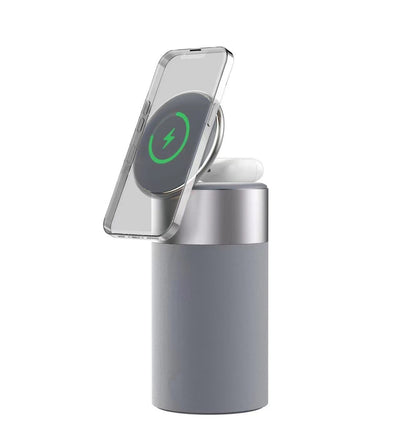 Magnetic wireless charging with Bluetooth speaker, adjustable night light, rechargeable headphones - Korvel