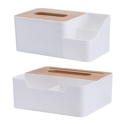 Multi-functional Plastic Tissue Box with Bamboo Cover