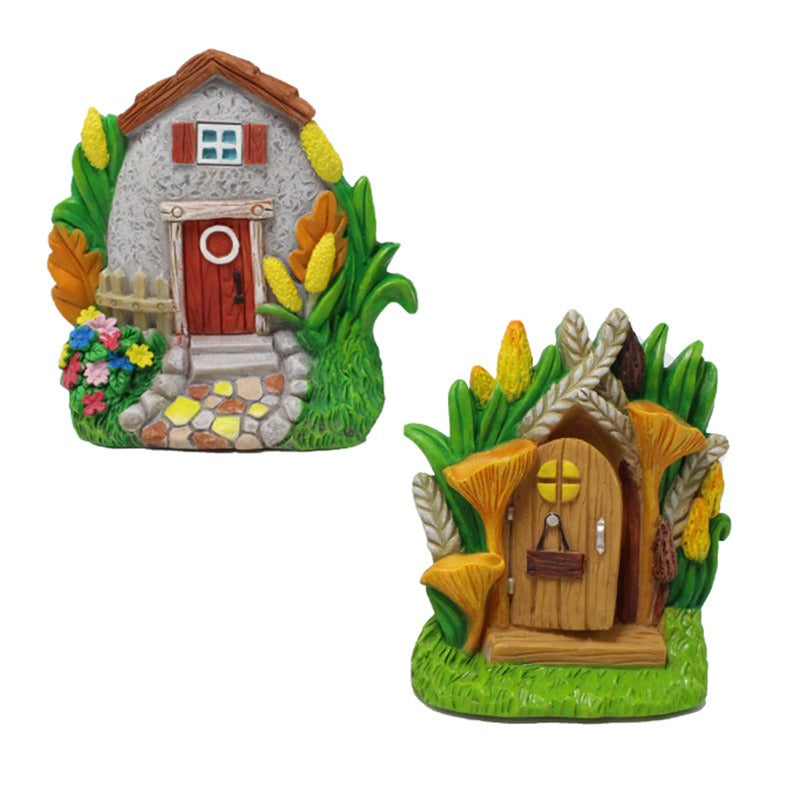 Juego de Puerta y Ventana de Cuento de Hadas de Resina Creativa para Jardines