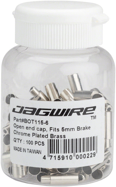 Tapones abiertos de reducción de 5 mm a 4 mm de Jagwire - Acabado cromado, 100 unidades