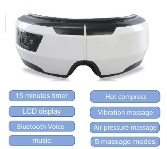 Eye Massager Vibration Therapy Air Pressure Heating Massage Relax Health Care Fatigue Stress Bluetooth Music Improve Vision - Korvel