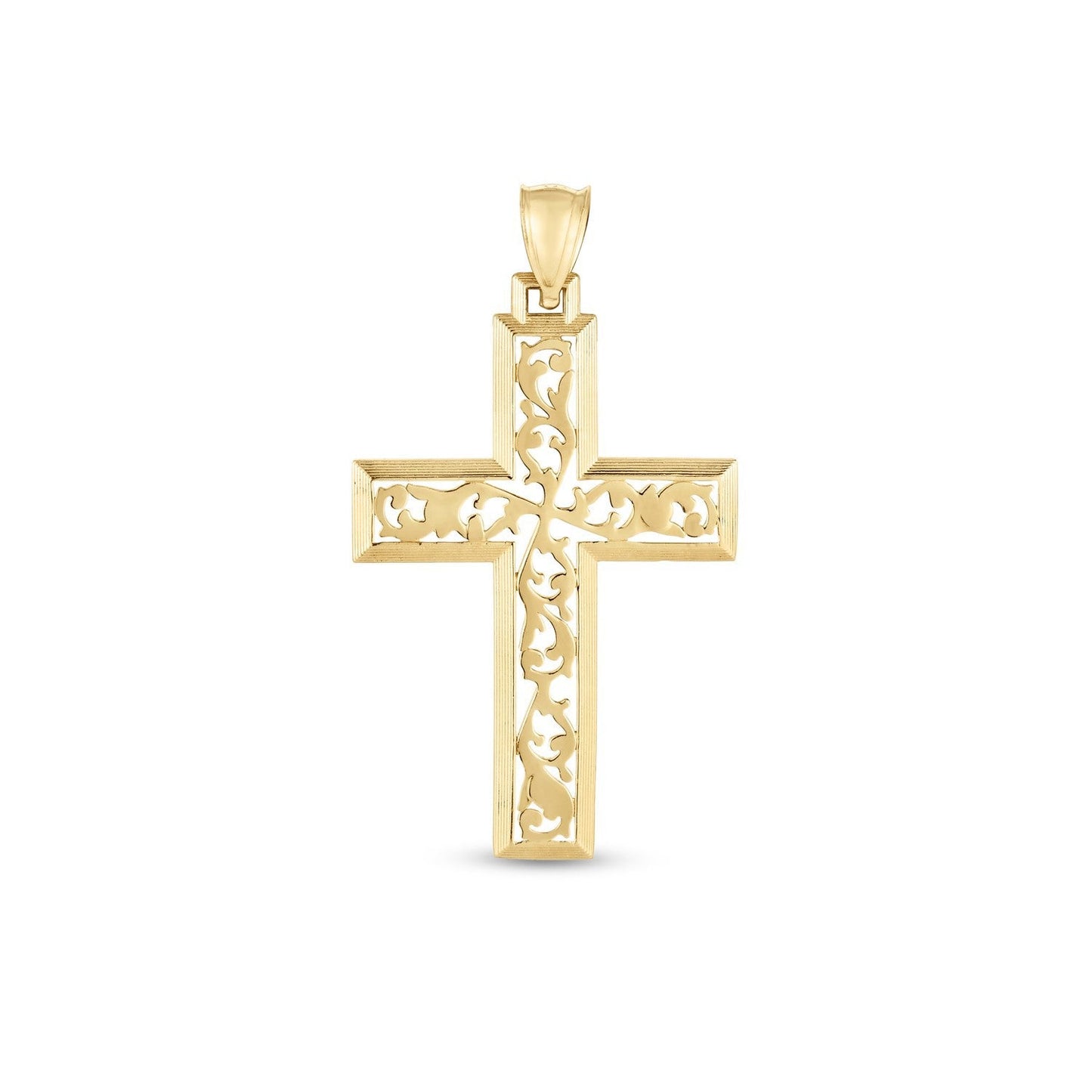 Pendentif Croix Vigne en Or Jaune 14k Poli