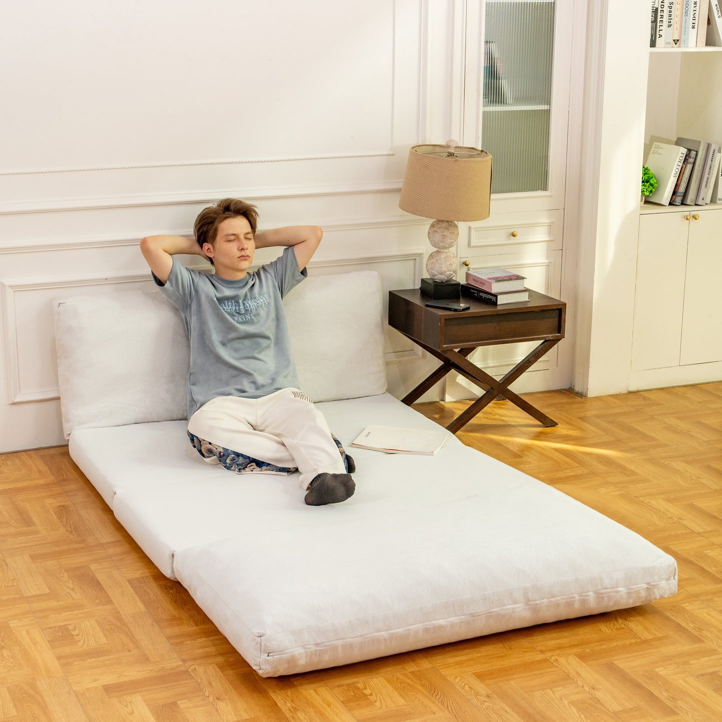 Large folding mattress sofa bean bag bed, foam filled folding mattress sofa, soft high-grade artificial fur - Korvel