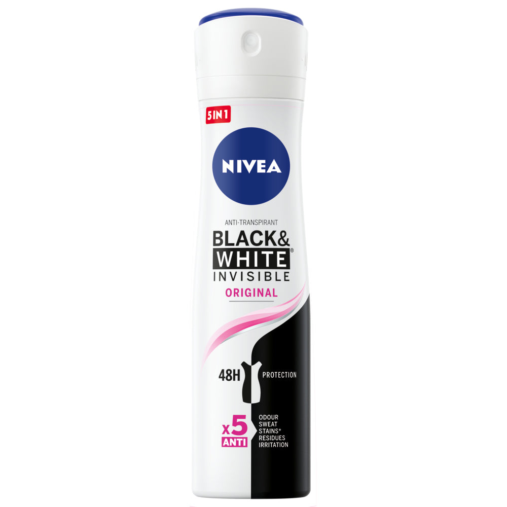 Nivea Deodorant Spray Invisible for Black & White, 150 ml