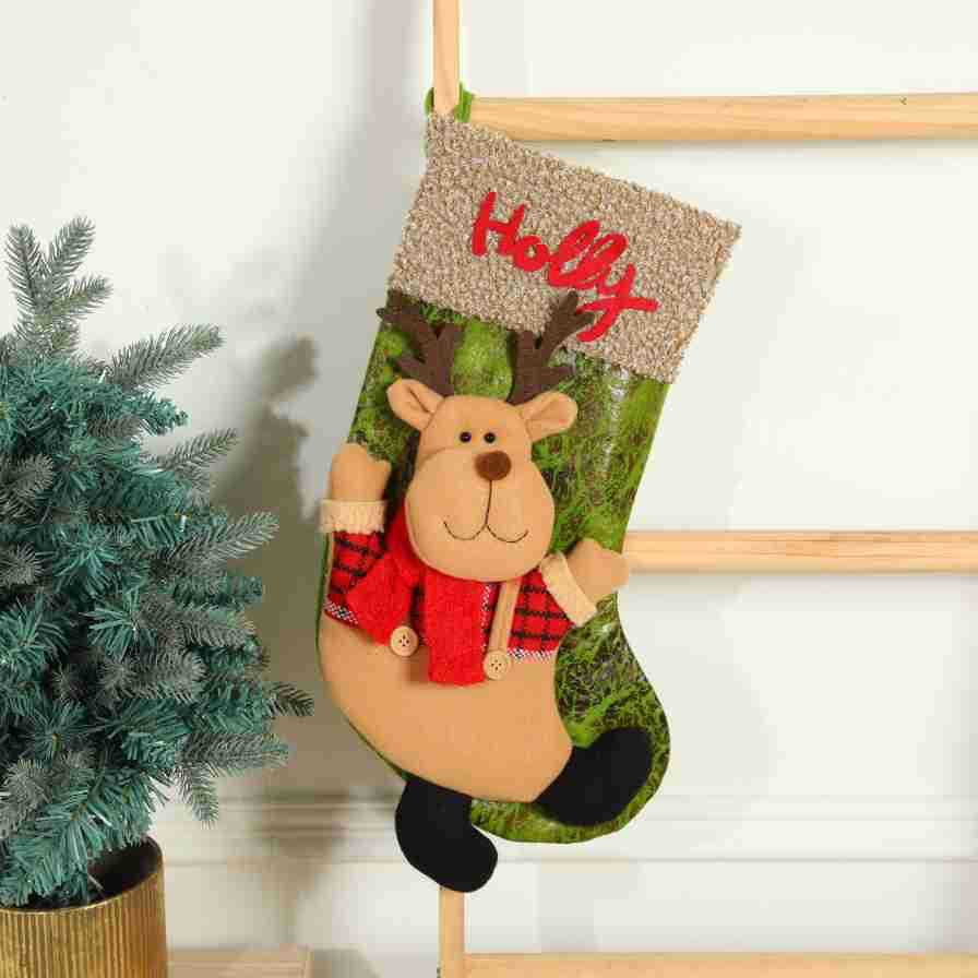 Christmas Socks, Christmas Gift Bag, Christmas Decoration Gift Bag, Christmas Elk Old Man Pendant Gift Bag - Korvel