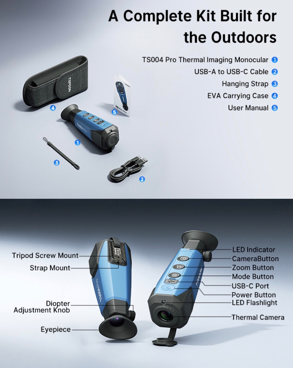 Olight TS004 Pro Thermal Monocular - 384x288, 8x Zoom, WiFi, IP67