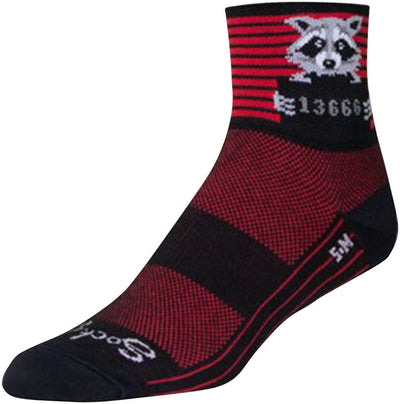 SockGuy Classic Busted Socks - Black/Red Stripe Large/X-Large