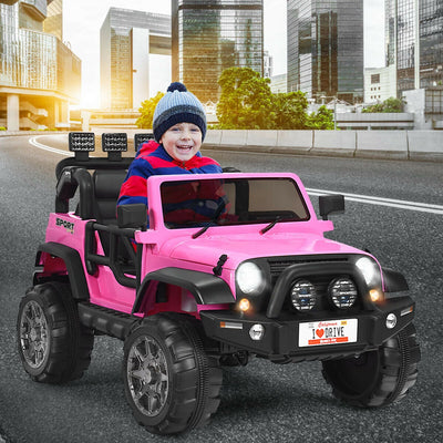 Voiture électrique rose à 2 places 12V avec télécommande