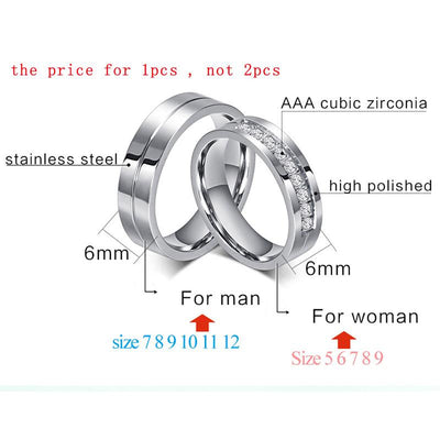Vnox Lovers CZ Wedding Band Engagement Rings for Couples - Korvel