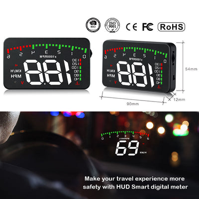 3.5 A900 HUD Head-Up Display Car-styling Hud Display Overspeed Warning Windshield Projector Alarm System Universal Auto - Korvel