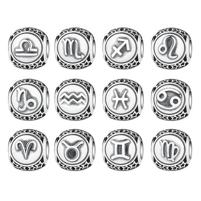 BAMOER 925 Sterling Silver Aquarius Star Sign Zodiac Beads Charms fit Bracelets PSC048 - Korvel