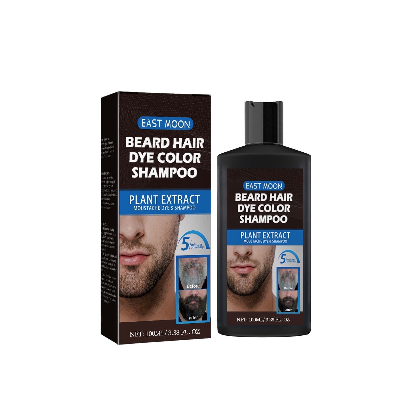 Beard Hair Dye Color Shampoo, Quick Color Black For Men's Hair And Beard Slit Drying Treatment - Korvel