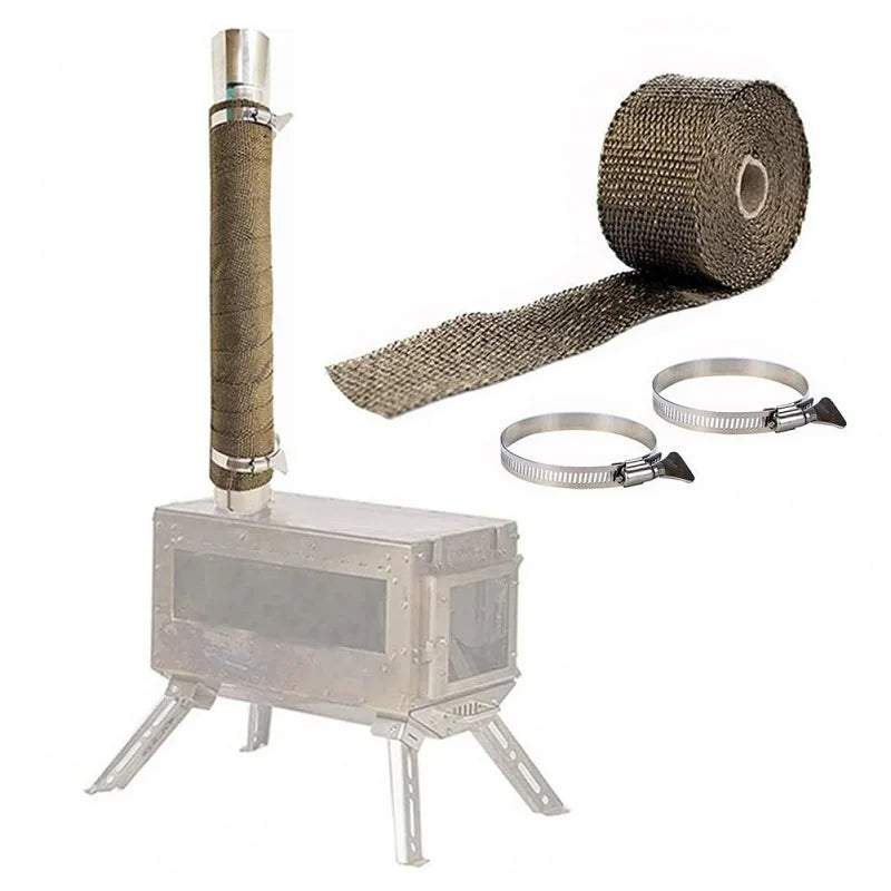 Adjustable Fireproof Stove Pipe Wrap with Clamps - 5m x 5cm