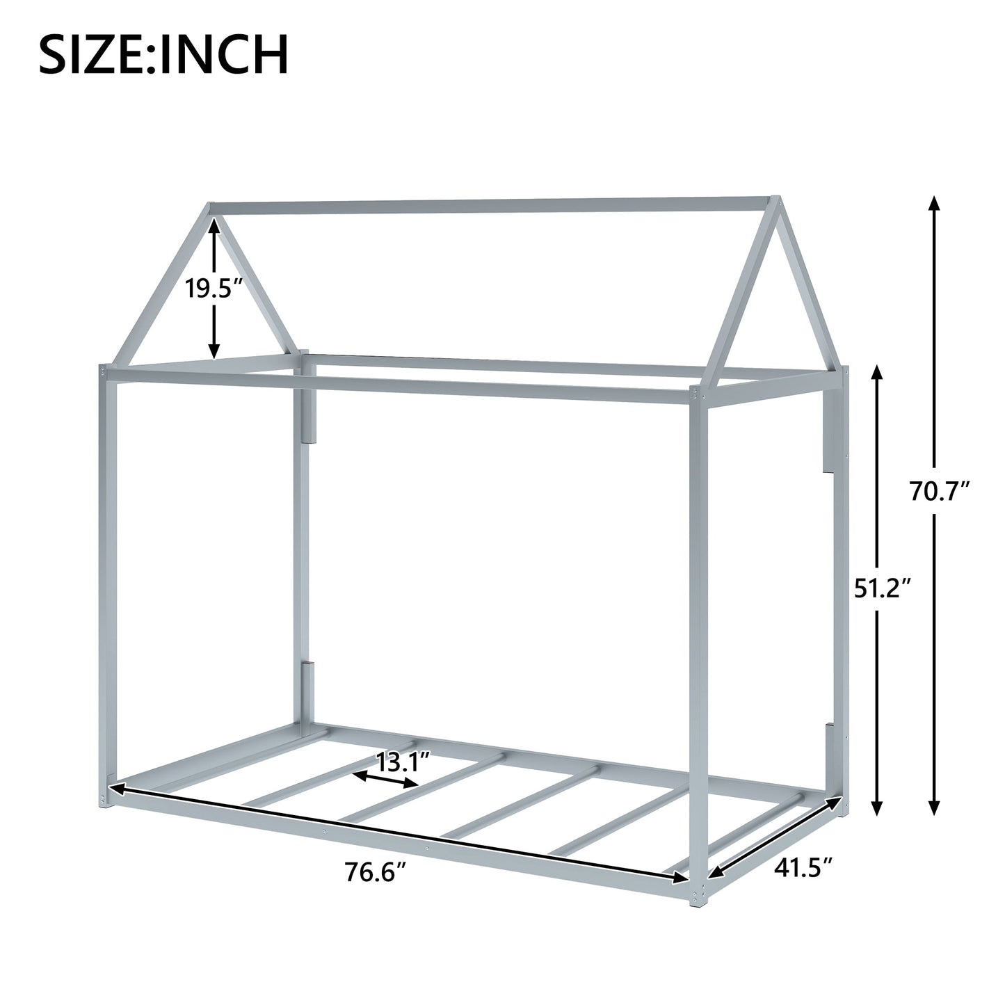 Metal House Shape Platform Bed - Twin Size