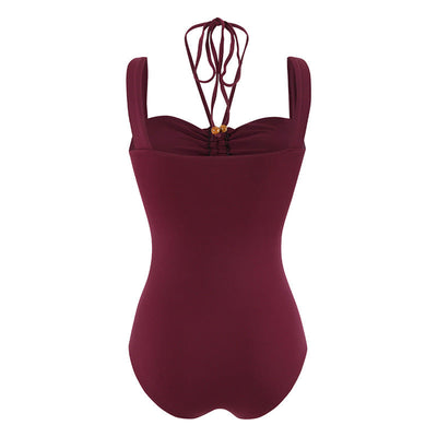 Conjunto de Traje de Baño de Una Pieza con Cuello Hueco Elegante