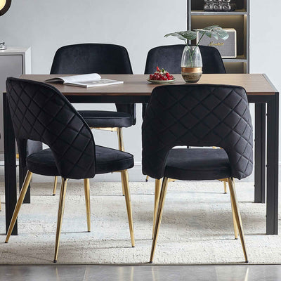 Elegant Black Velvet Dining Chairs Set of 4