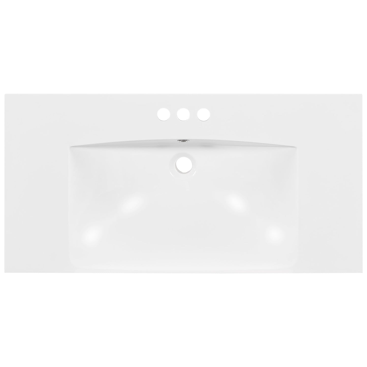 36" Single Bathroom Basin Sink, Vanity Top Only, 3-Faucet Holes, Resin - Korvel