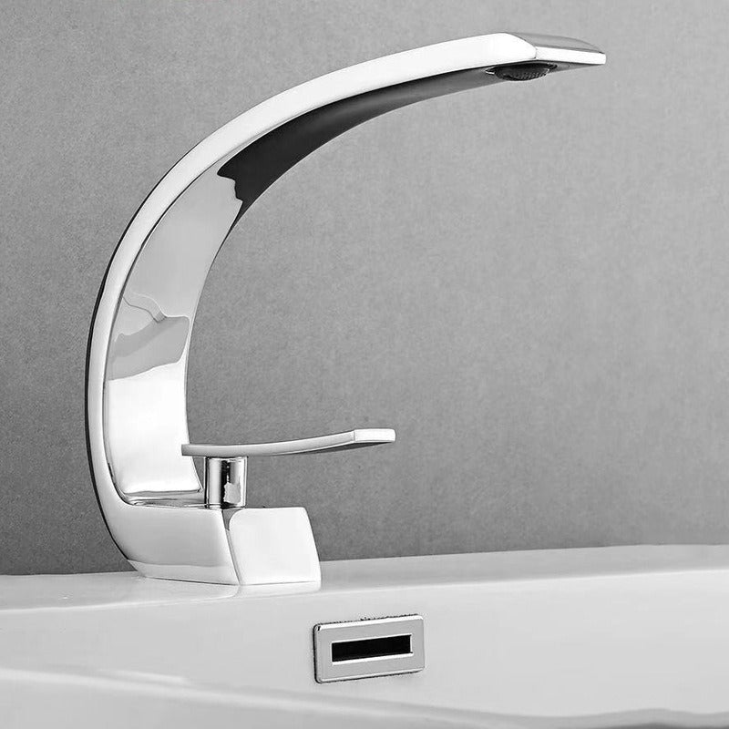 Black all copper single hole cold and hot faucet creative sink for washing hands and faces under the table - Korvel