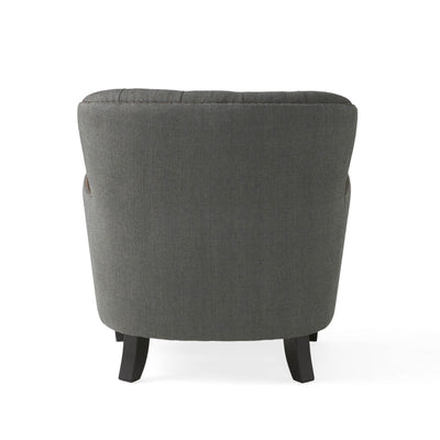 Modern grey fabric club chair and Ottoman set, stylish cushioned armchair, paired with Ottoman style - Korvel