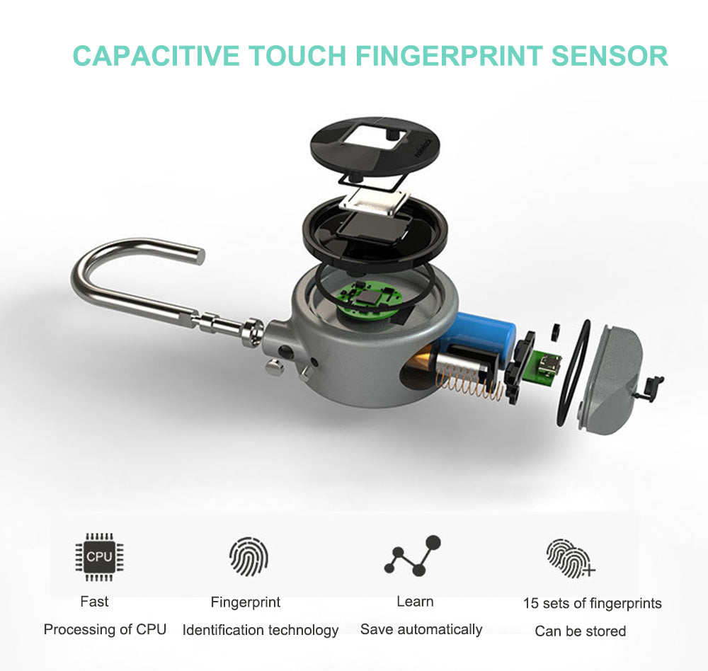 Fingerprint Smart Keyless Lock Waterproof APP Button Password Unlock Anti-Theft Padlock Door Lock - Korvel