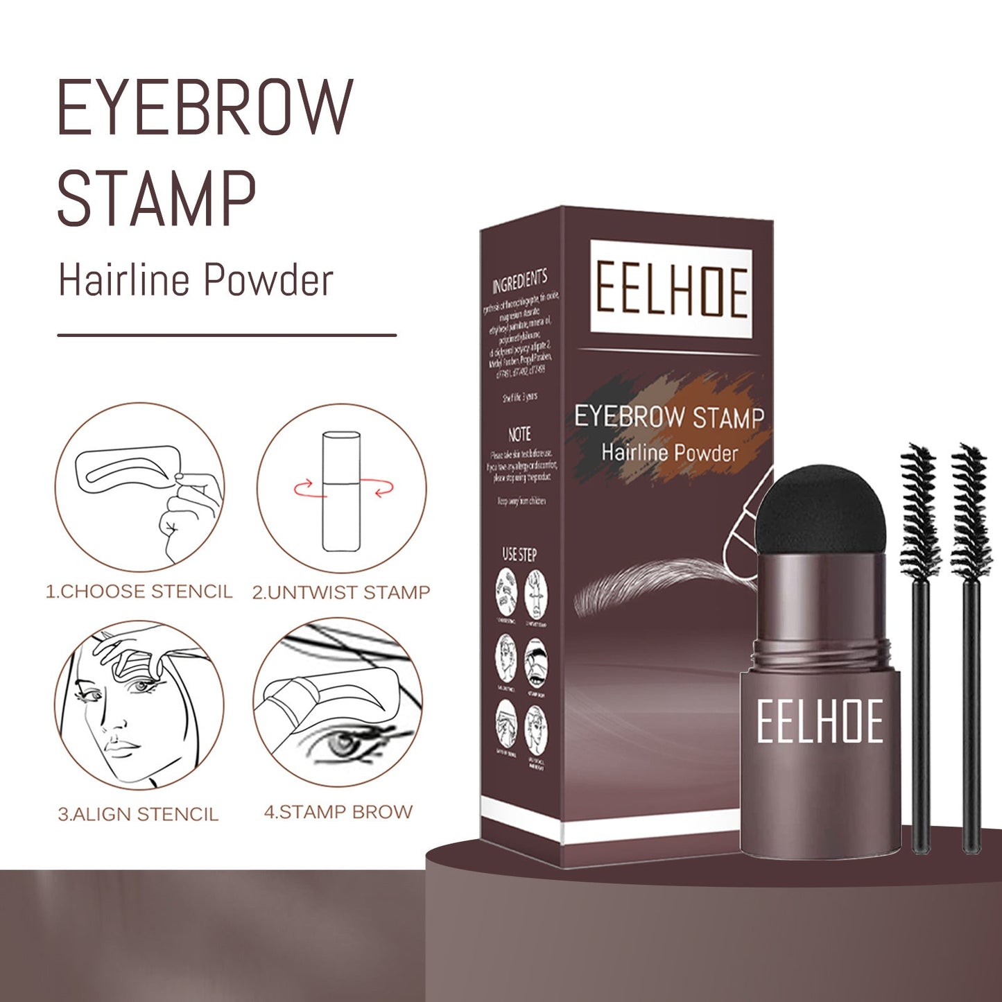 Eyebrow Print Mold Thrush, Lazy Eyebrows Fill Makeup Eyebrow Cake Waterproof Hairline Powder - Korvel