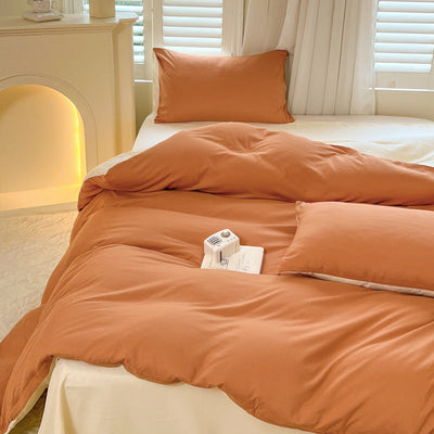 Solid Color Brushed Minimalist Four-Piece Bedding Set