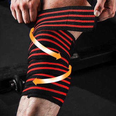 Sports and fitness knee pads for men deep squats elastic bandages strength lifting wrapped leggings knee protection gym cycling - Korvel