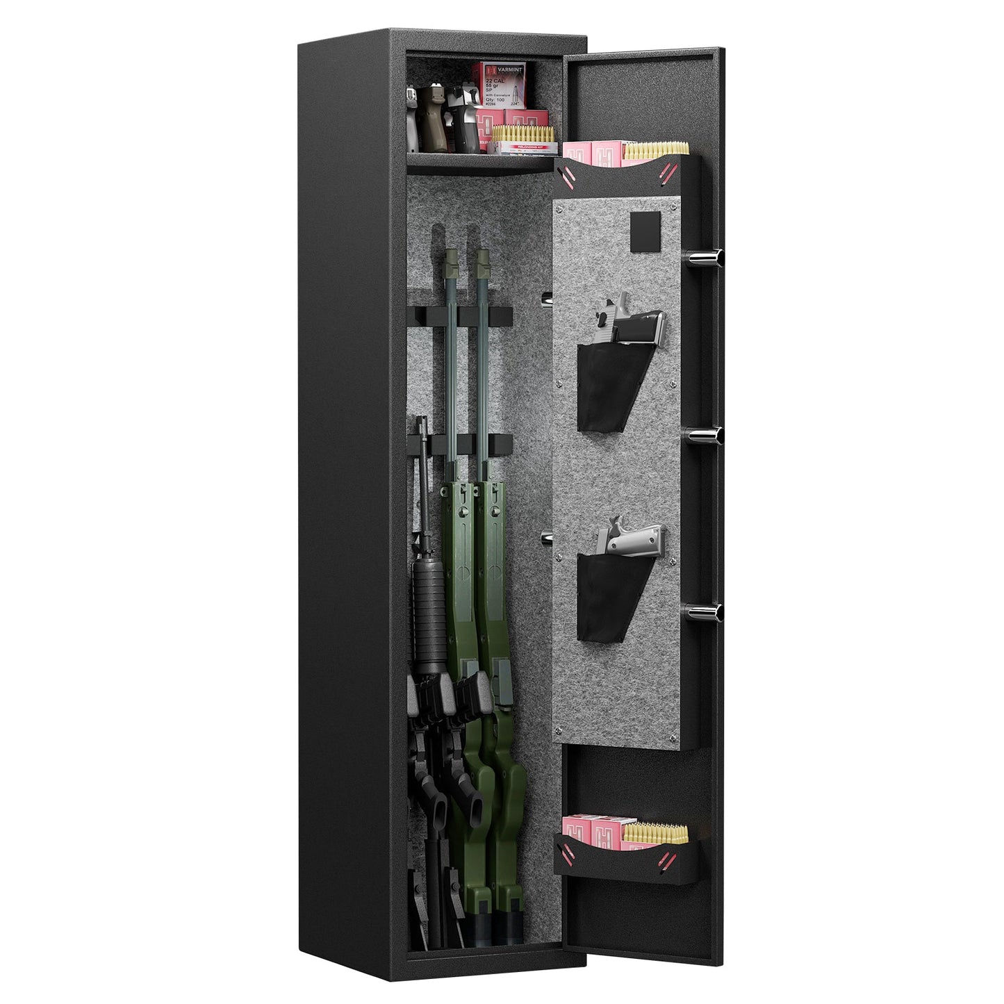 3-4 rifle and handgun safes, quick fingerprint with detachable rack and 2 adjustable gun slots - Korvel