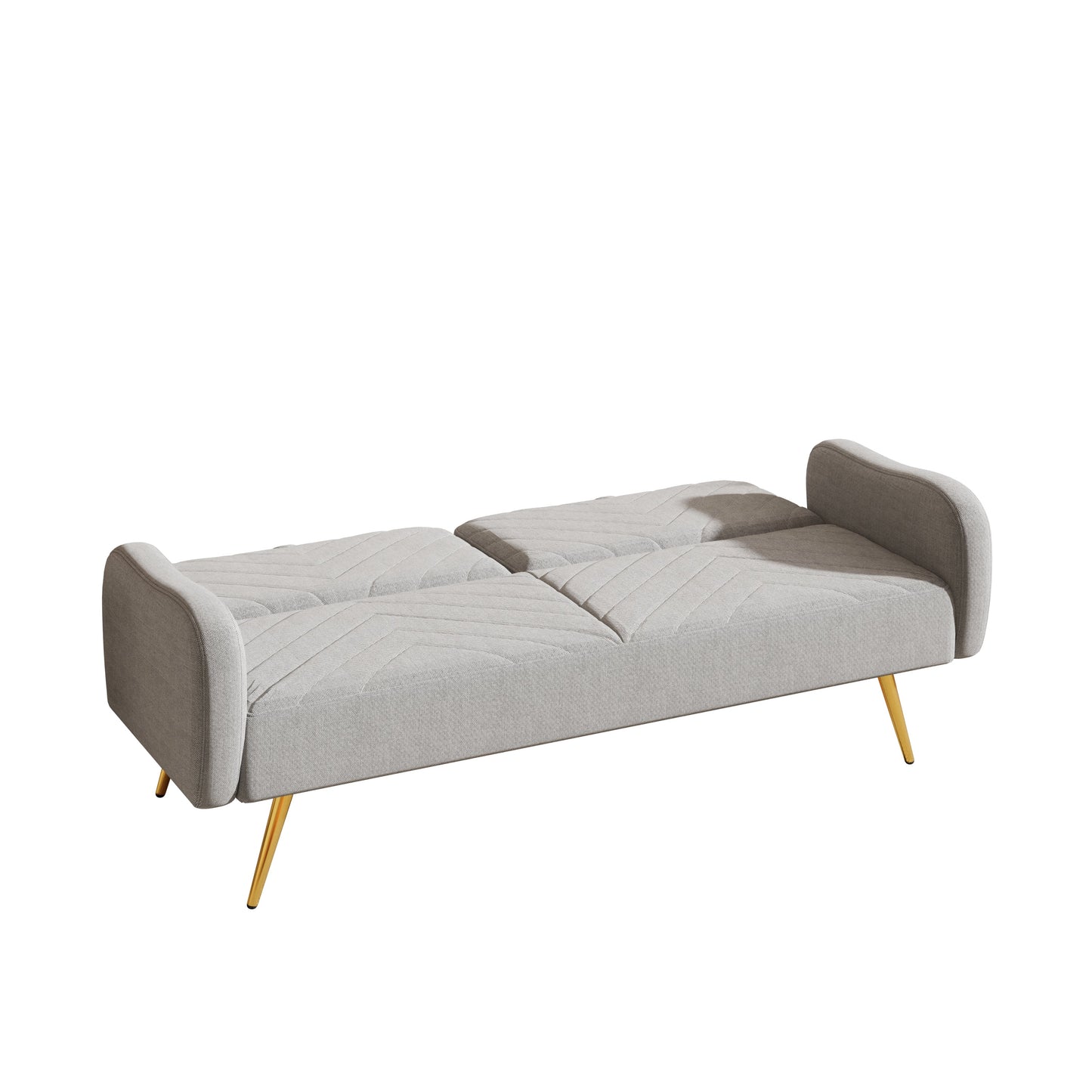 70.47" Gray Fabric Double Sofa with Split Backrest and Two Throw Pillows - Korvel