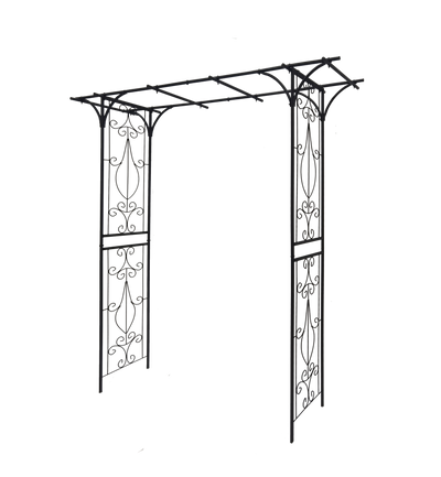 Metal Garden Arch L80.3'' x W20.47'' x H81.1'' Climbing Plants Support Rose Arch Outdoor Black - Korvel